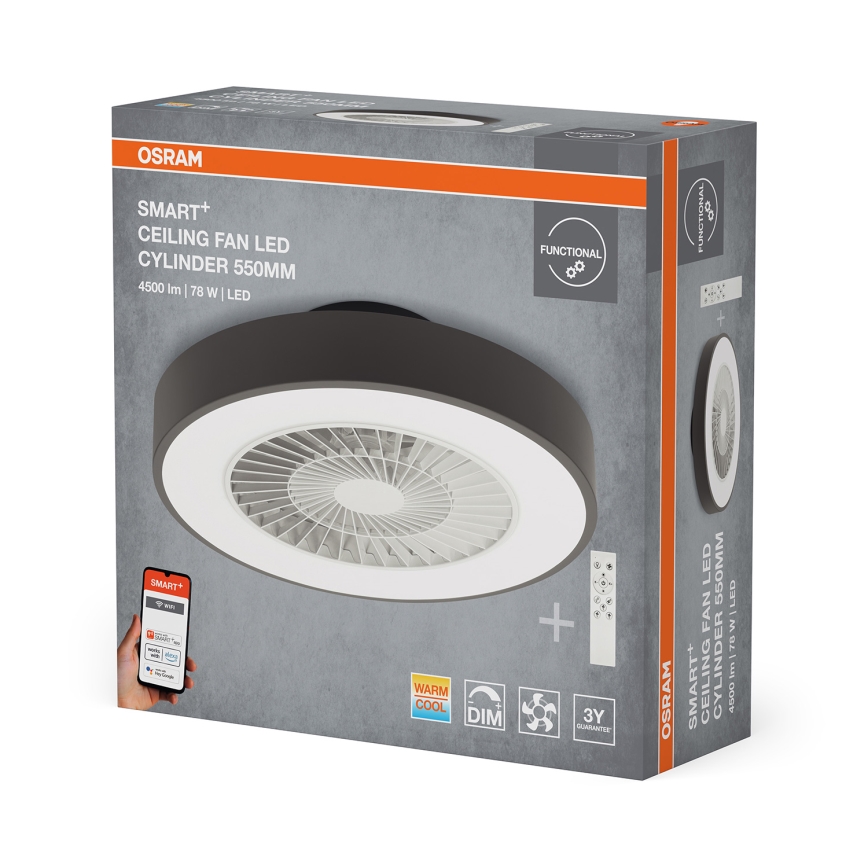 Osram - LED ściemnialna lampa sufitowa z wentylatorem SMART+ LED/78W/230V 3000-6500K Wi-Fi + pilot zdalnego sterowania