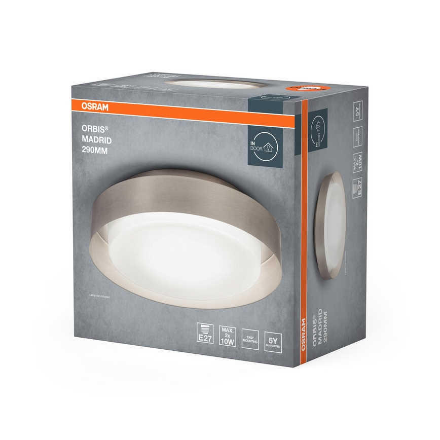 Osram - Lampa sufitowa ORBIS MADRID 2xE27/10W/230V, średnica 29 cm, matowy chrom