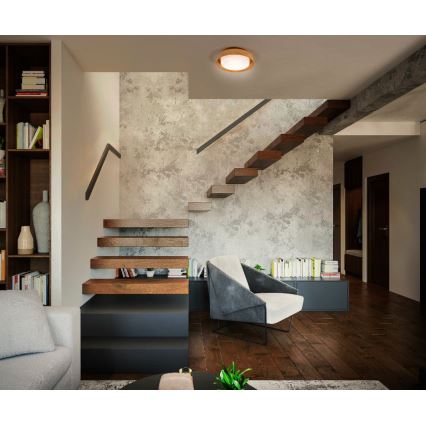 Osram - Lampa sufitowa ORBIS MADRID 2xE27/10W/230V Ø 29 cm wykończenie w dekorze drewna