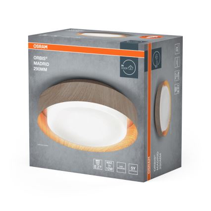 Osram - Lampa sufitowa ORBIS MADRID 2xE27/10W/230V Ø 29 cm wykończenie w dekorze drewna