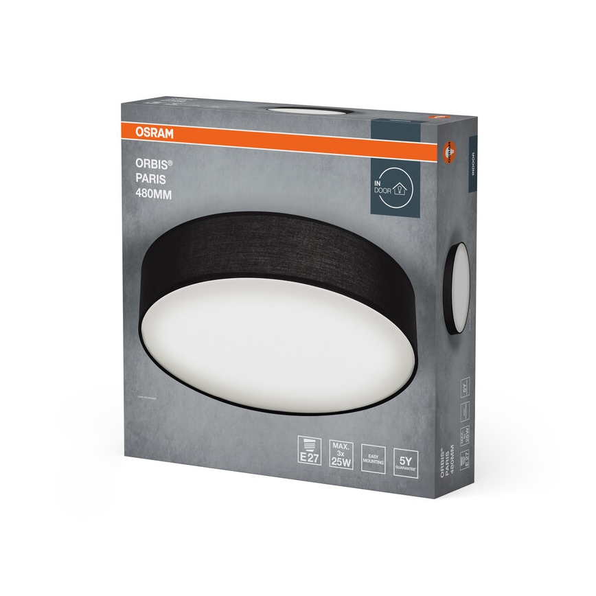 Osram - Lampa sufitowa ORBIS PARIS 3xE27/25W/230V, Ø 48 cm, czarna