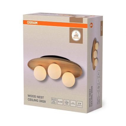 Osram - Lampa sufitowa WOOD NEST 3xG9/5W/230V z drewna kauczukowego