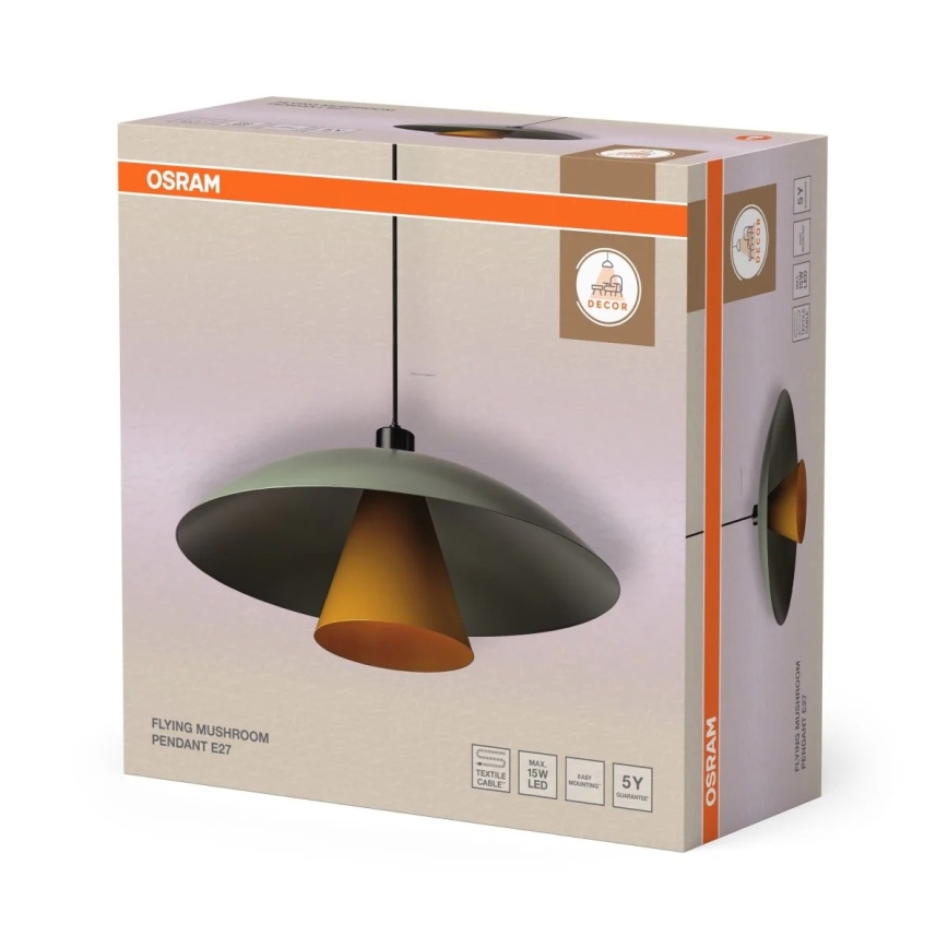 Osram - Lampa wisząca na lince DECOR FLYING MUSHROOM 1xE27/25W/230V, średnica 50 cm, zielona