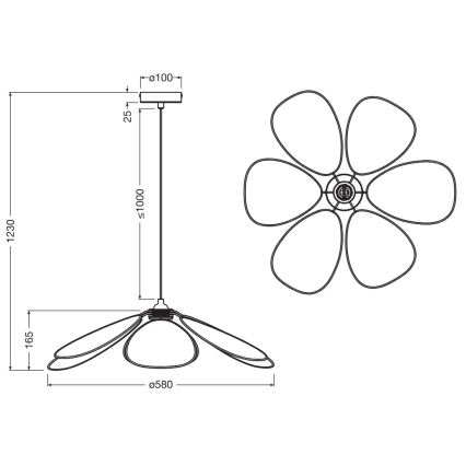 Osram - Lampa wisząca na lince DECOR RATTAN 1xE27/15W/230V Ø 58 cm beżowa/czarna