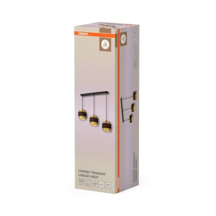 Osram - Lampa wisząca na przewodzie DECOR HORNET 3xE27/10W/230V czarny/złoty