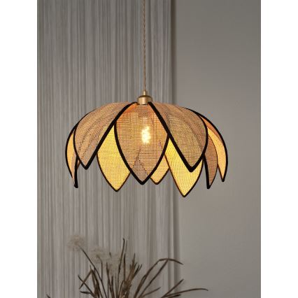 Osram - Lampa wisząca na przewodzie DECOR RATTAN 1xE27/15W/230V śr. 48 cm beżowa/czarna