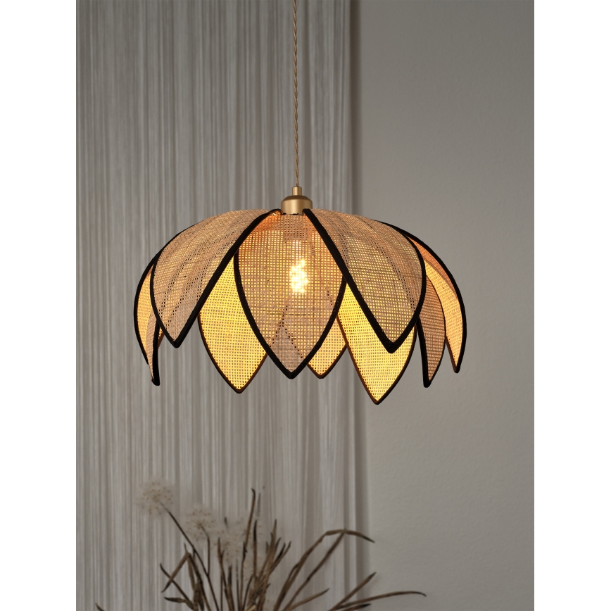 Osram - Lampa wisząca na przewodzie DECOR RATTAN 1xE27/15W/230V śr. 48 cm beżowa/czarna