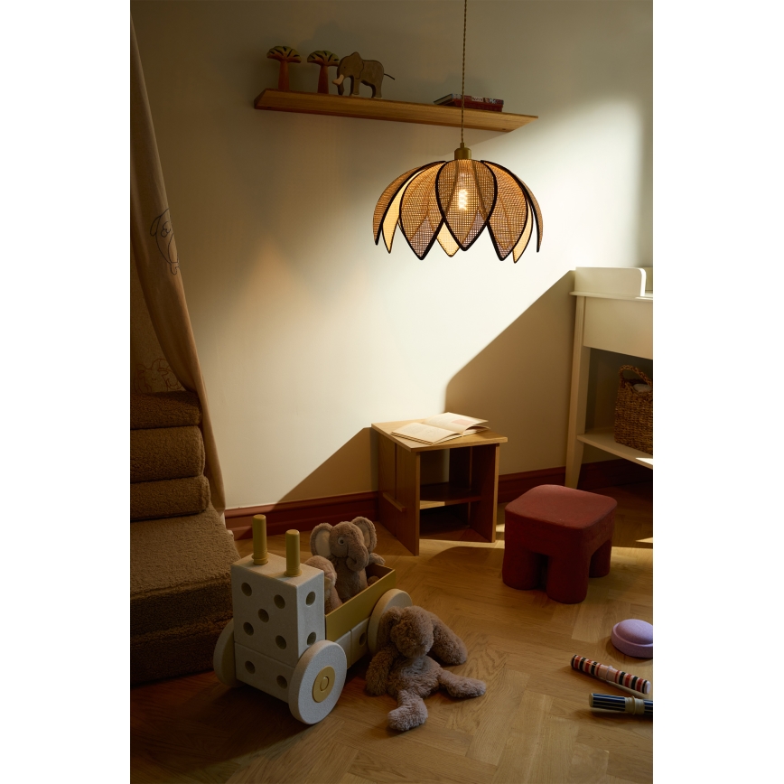 Osram - Lampa wisząca na przewodzie DECOR RATTAN 1xE27/15W/230V śr. 48 cm beżowa/czarna