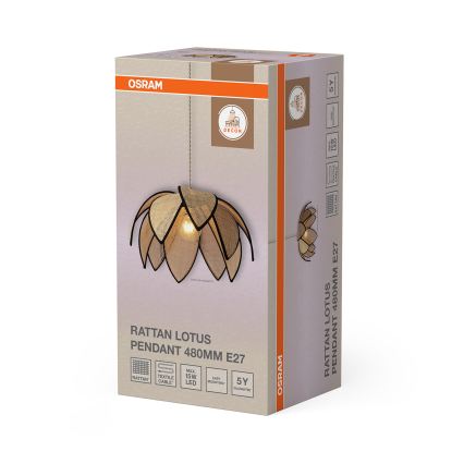 Osram - Lampa wisząca na przewodzie DECOR RATTAN 1xE27/15W/230V śr. 48 cm beżowa/czarna