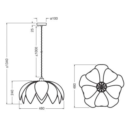 Osram - Lampa wisząca na przewodzie DECOR RATTAN 1xE27/15W/230V śr. 48 cm beżowa/czarna