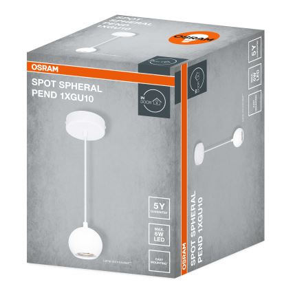 Osram - Lampa wisząca na przewodzie SPOT SPHERAL 1xGU10/6W/230V biała