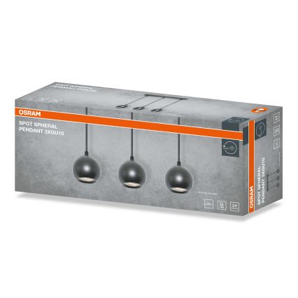 Osram - Lampa wisząca na przewodzie SPOT SPHERAL 3xGU10/6W/230V czarna