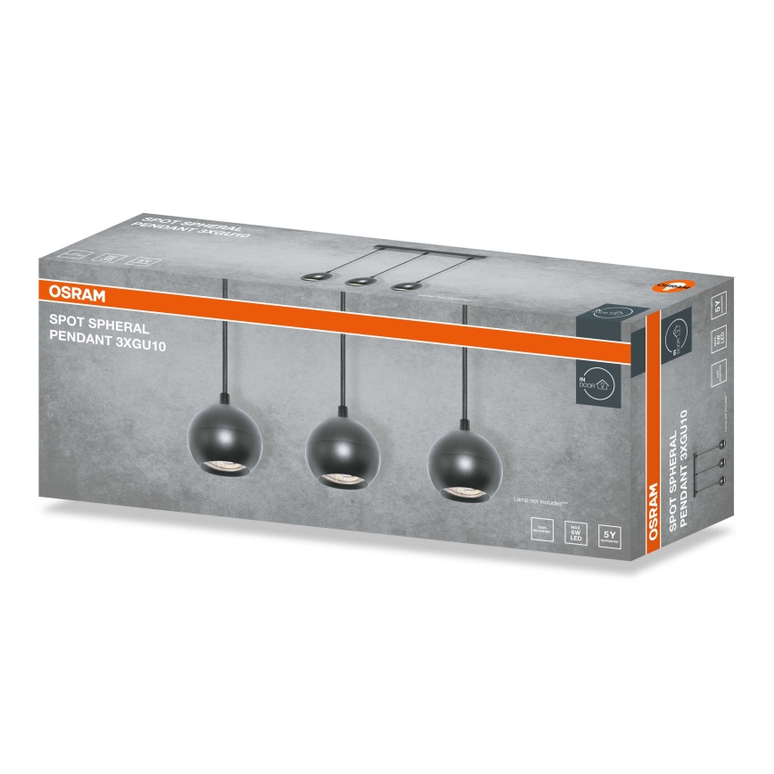 Osram - Lampa wisząca na przewodzie SPOT SPHERAL 3xGU10/6W/230V czarna