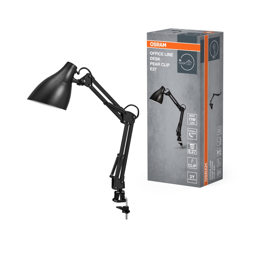 Osram - Lampka biurkowa z klipsem DESK LINE 1xE27/11W/230V czarna