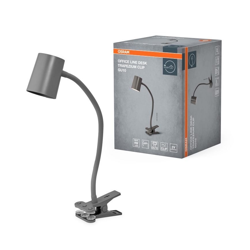 Osram - Lampka biurkowa z klipsem DESK LINE 1xGU10/9W/230V szara
