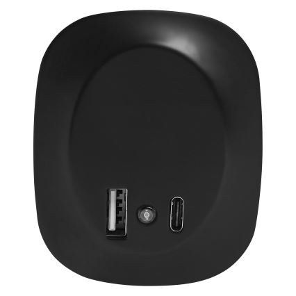 Osram - LED lampka nocna do gniazdka z czujnikiem i USB LUNETTA LED/12,5W/230V czarna