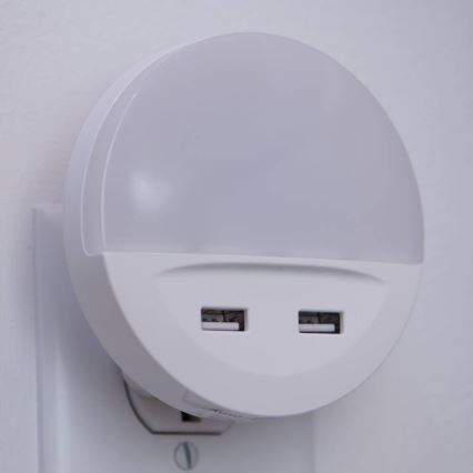 Osram - Lampka nocna LED do gniazdka z czujnikiem LUNETTA 2xUSB LED/13W/230V
