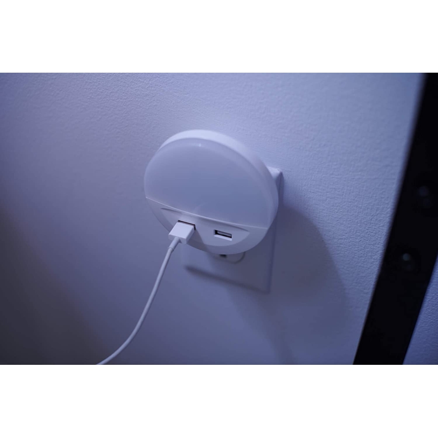 Osram - Lampka nocna LED do gniazdka z czujnikiem LUNETTA 2xUSB LED/13W/230V