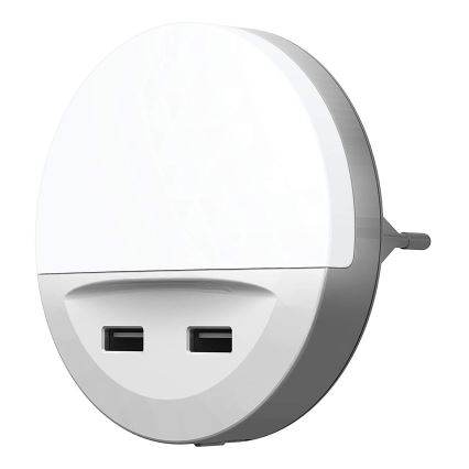 Osram - Lampka nocna LED do gniazdka z czujnikiem LUNETTA 2xUSB LED/13W/230V
