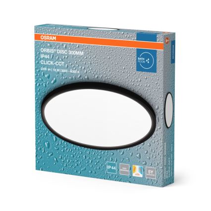 Osram - Oprawa sufitowa łazienkowa LED DISC 18W 230V 3000/4000K Ø30 cm IP44 czarna