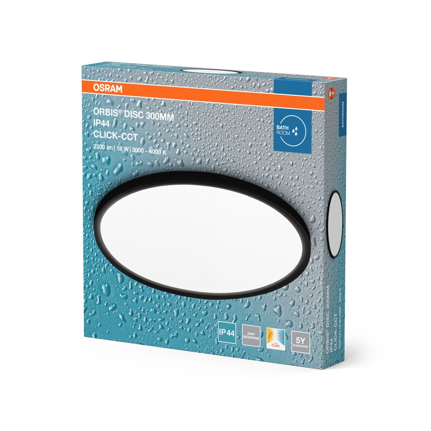 Osram - Oprawa sufitowa łazienkowa LED DISC 18W 230V 3000/4000K Ø30 cm IP44 czarna