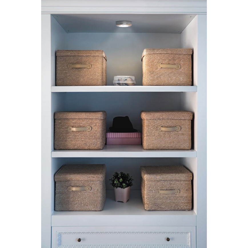 Osram - Dotykowa lampka orientacyjna LED DOT-IT LED/0,2W/3xAAA śr. 6,8 cm srebrna