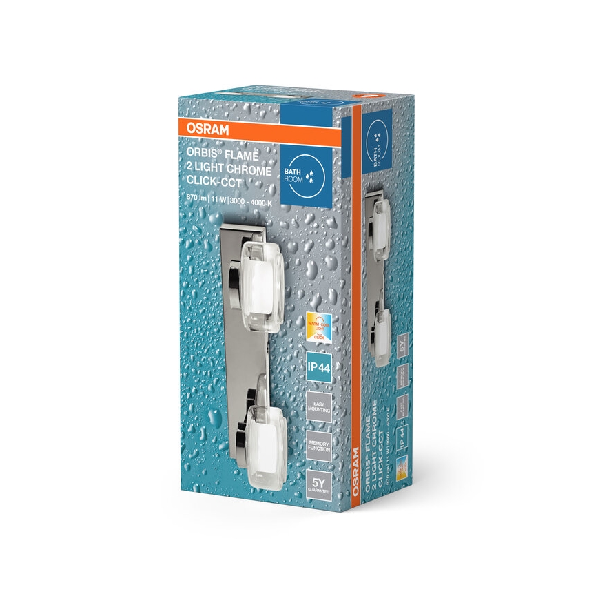 Osram - Kinkiet łazienkowy LED ORBIS FLAME 2xLED/5,5W/230V 3000/4000K IP44 błyszczący chrom