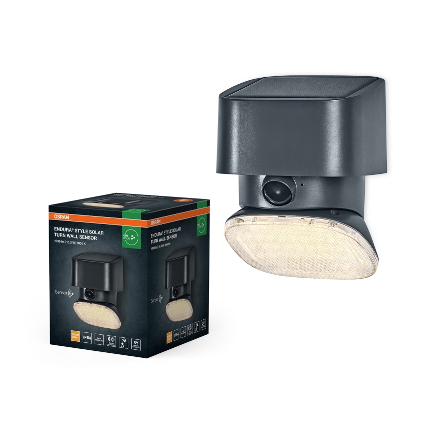Osram - LED solarny kinkiet z czujnikiem ENDURA STYLE LED/10,3W/4,2V 2000 mAh IP54 antracyt