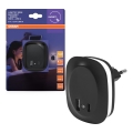 Osram - LED lampka nocna do gniazdka z czujnikiem i USB LUNETTA LED/12,5W/230V czarna