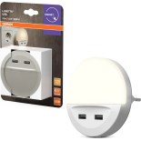 Osram - LED lampka nocna do gniazdka z czujnikiem LUNETTA 2xUSB LED/13W/230V