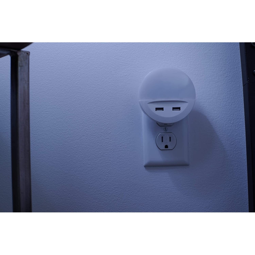 Osram - LED lampka nocna do gniazdka z czujnikiem LUNETTA 2xUSB LED/13W/230V