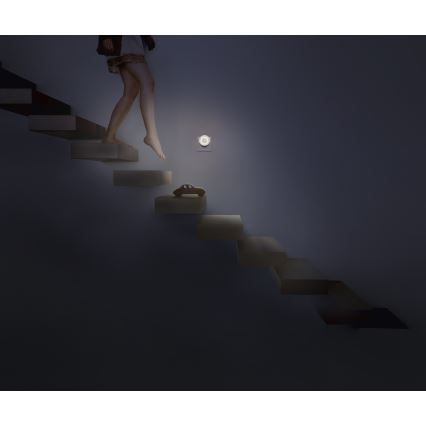 Osram - Lampka nocna LED z czujnikiem ruchu i zmierzchu LUNETTA LED/0,31W/230V biała