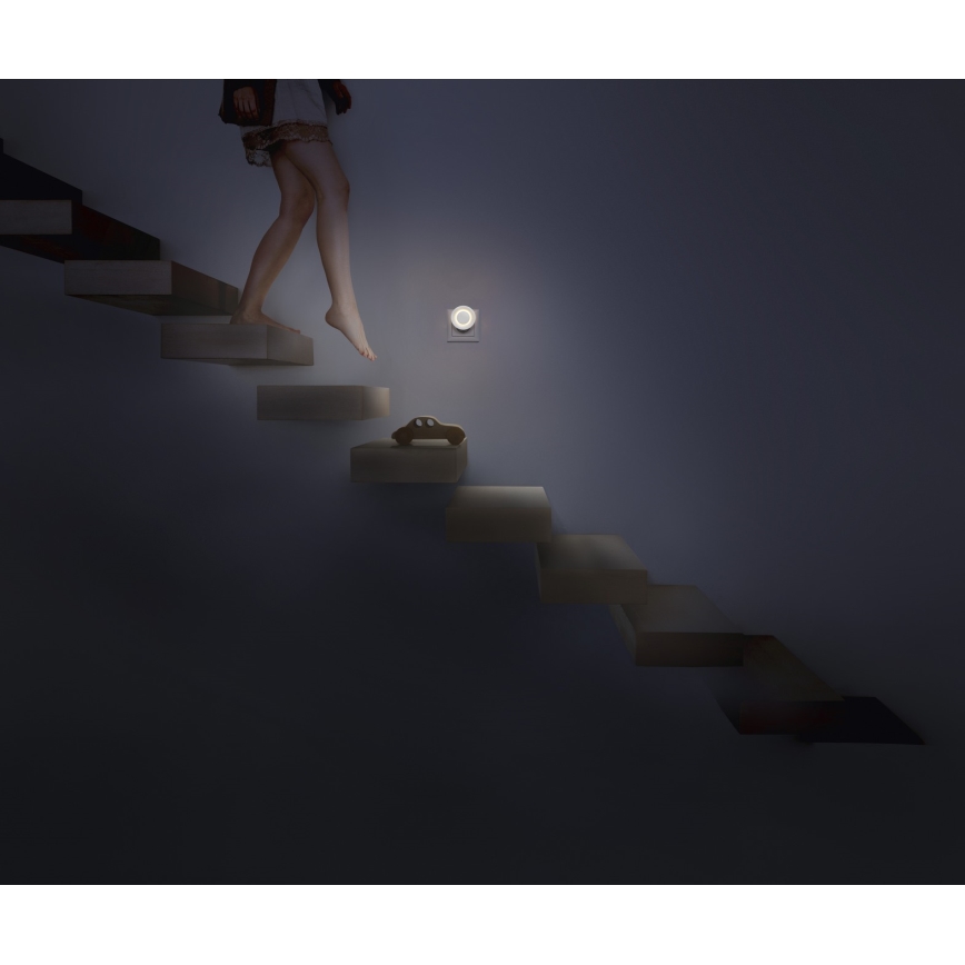 Osram - Lampka nocna LED z czujnikiem ruchu i zmierzchu LUNETTA LED/0,31W/230V biała