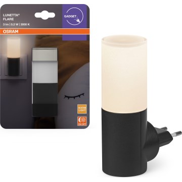 Osram - LED lampka nocna z czujnikiem zmierzchowym LUNETTA LED/0,2W/230V czarna