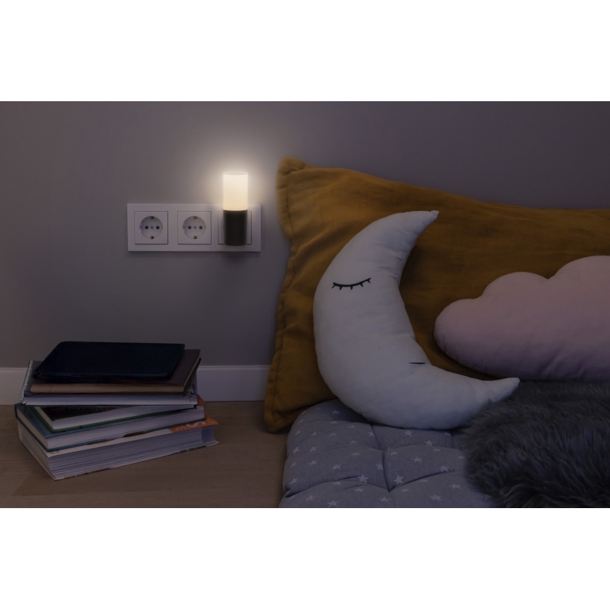 Osram - LED lampka nocna z czujnikiem zmierzchowym LUNETTA LED/0,2W/230V czarna