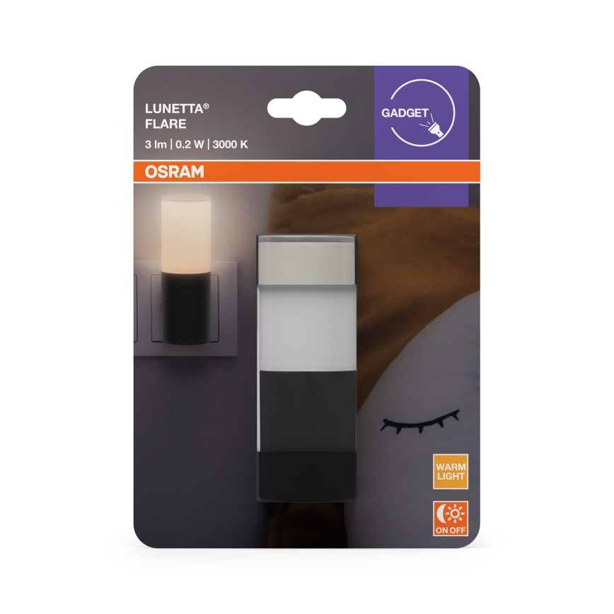 Osram - LED lampka nocna z czujnikiem zmierzchowym LUNETTA LED/0,2W/230V czarna