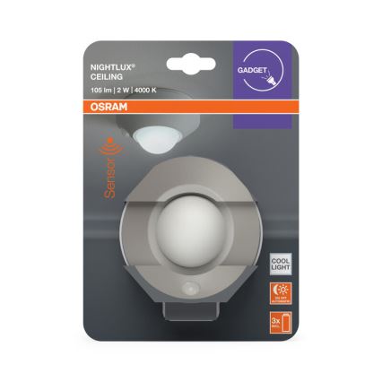 Osram - LED lampka orientacyjna z czujnikiem NIGHTLUX LED/2W/3xAA srebrna