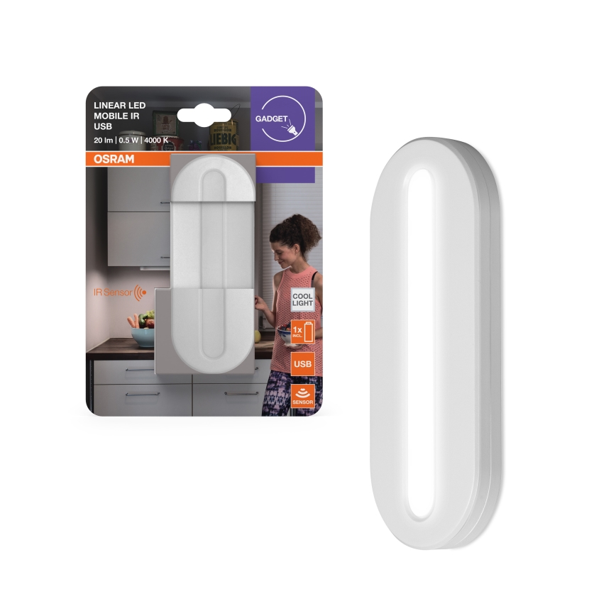 Osram - LED lampka orientacyjna z czujnikiem ruchu MOBILE LED/0,5W/3,7V 330 mAh CRI 90 biała