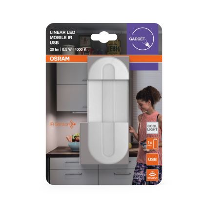 Osram - LED lampka orientacyjna z czujnikiem ruchu MOBILE LED/0,5W/3,7V 330 mAh CRI 90 biała
