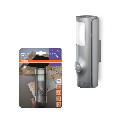 Osram - LED lampka orientacyjna z czujnikiem NIGHTLUX LED/0,35W/3xAAA IP54 srebrna