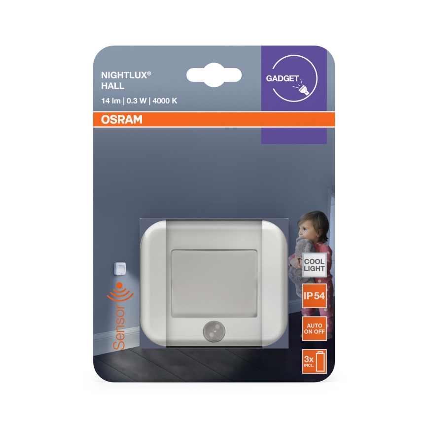 Osram - LED lampka orientacyjna z czujnikiem NIGHTLUX LED/0,3W/3xAAA IP54