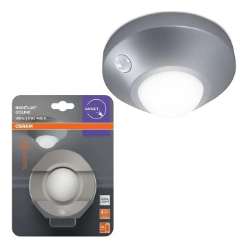 Osram - LED lampka orientacyjna z czujnikiem NIGHTLUX LED/2W/3xAA srebrna