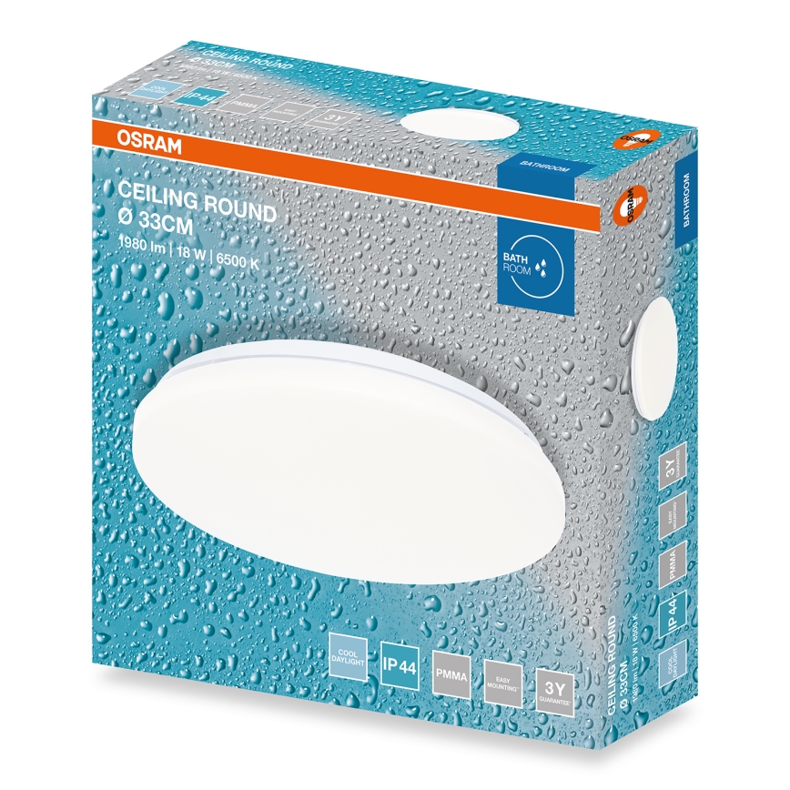 Osram - Oprawa sufitowa LED do łazienki CEILING ROUND LED/18W/230V 6500K śr. 33 cm IP44 biała