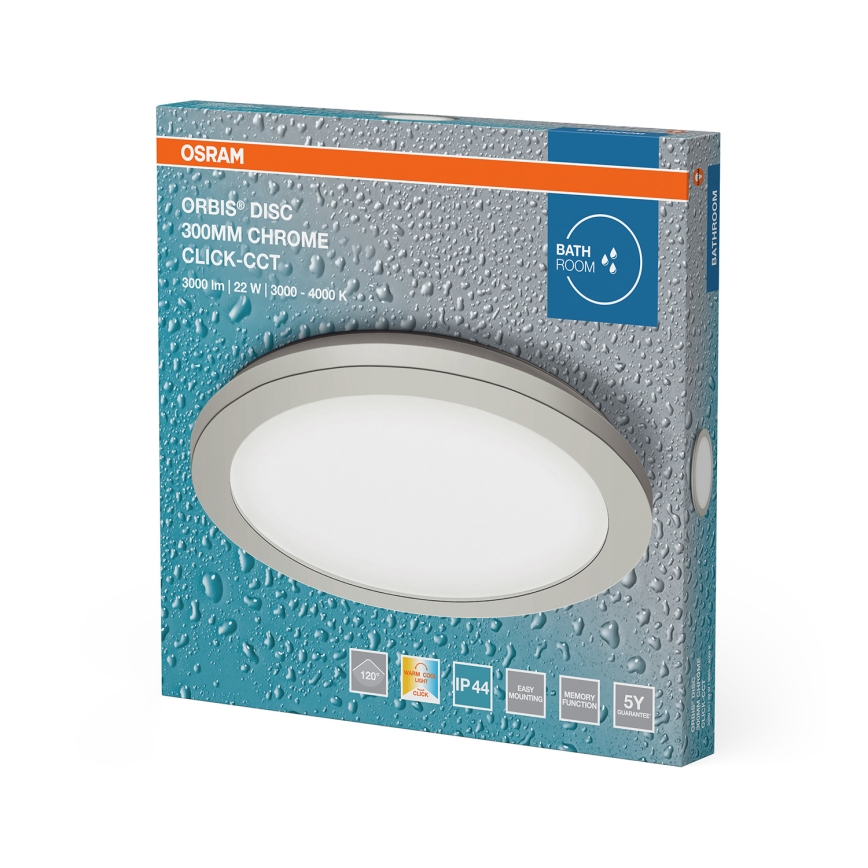 Osram - plafon LED do łazienki ORBIS DISC LED/22W/230V 3000/4000K średnica 30 cm IP44 matowy chrom