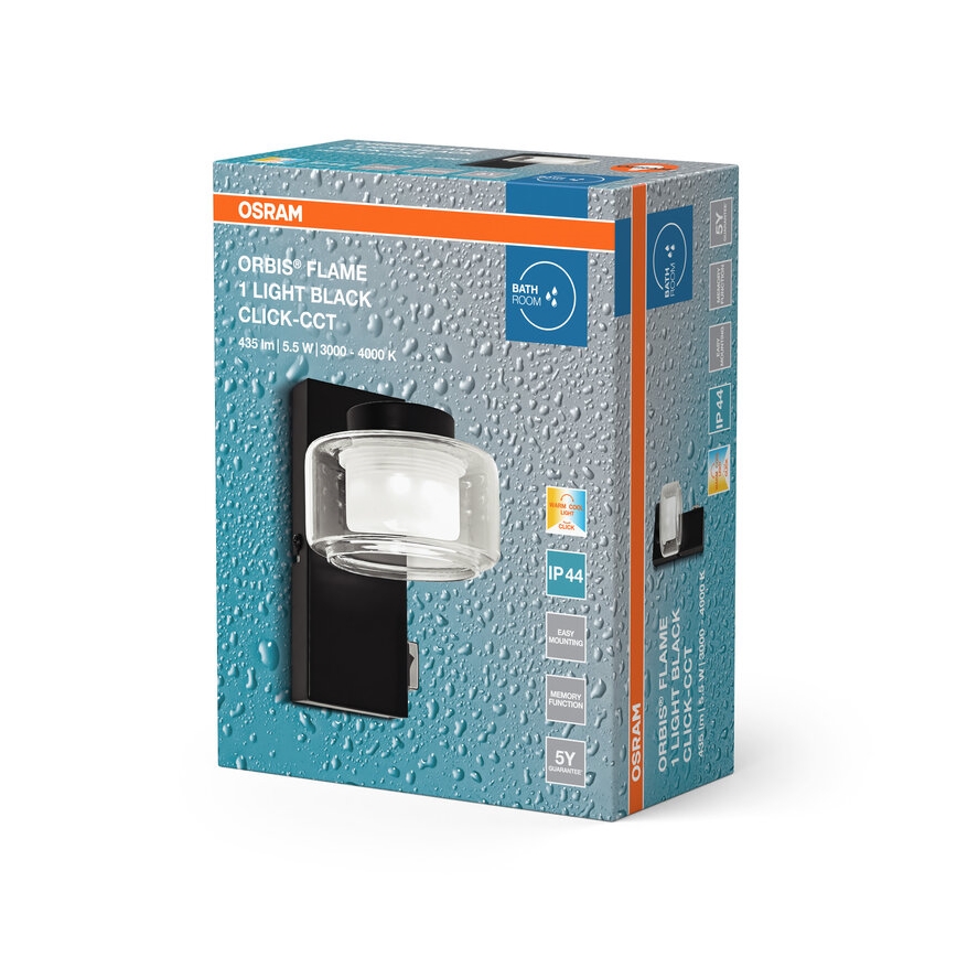 Osram - Kinkiet łazienkowy LED ORBIS FLAME LED/5,5W/230V 3000/4000K IP44 czarny