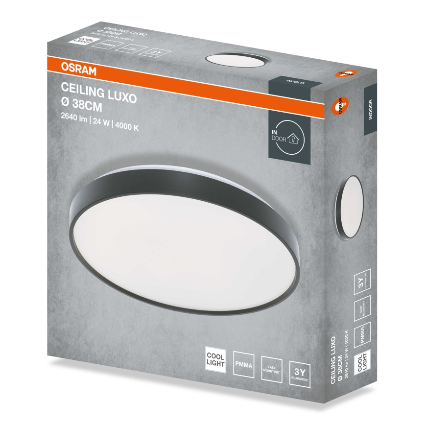 Osram - LED oprawa sufitowa CEILING LUXO LED/24W/230V śr. 38 cm czarna