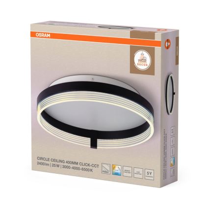 Osram - Lampa sufitowa LED DECOR CIRCLE, 25W, 230V, 3000/4000/6500K, śr. 40 cm, czarna/biała