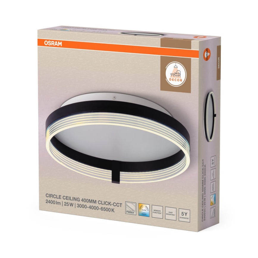 Osram - Lampa sufitowa LED DECOR CIRCLE, 25W, 230V, 3000/4000/6500K, śr. 40 cm, czarna/biała