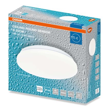 Osram - LED plafon łazienkowy z czujnikiem zmierzchu okrągły LED/12W/230V 4000K średnica 26 cm IP44 biały