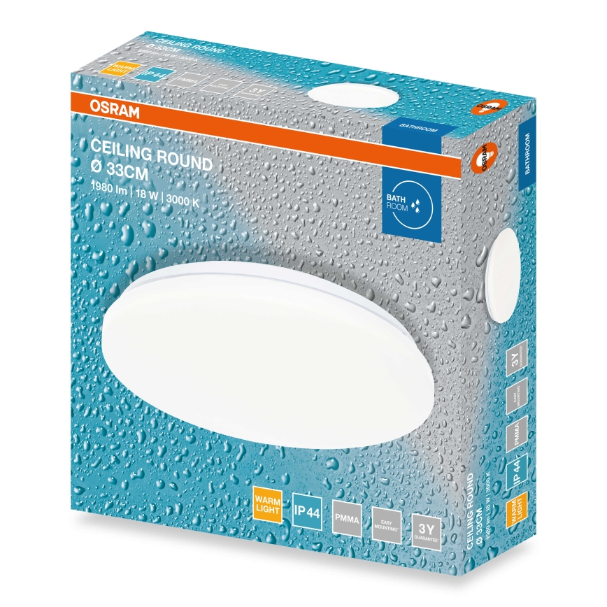 Osram - lampa sufitowa LED do łazienki CEILING ROUND LED/18W/230V 3000K Ø33 cm IP44 biała
